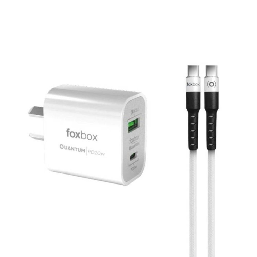 CARGADOR FOXBOX QUANTUM 20WATTS  TYPE-C A LIGTNING BLANCO 6813