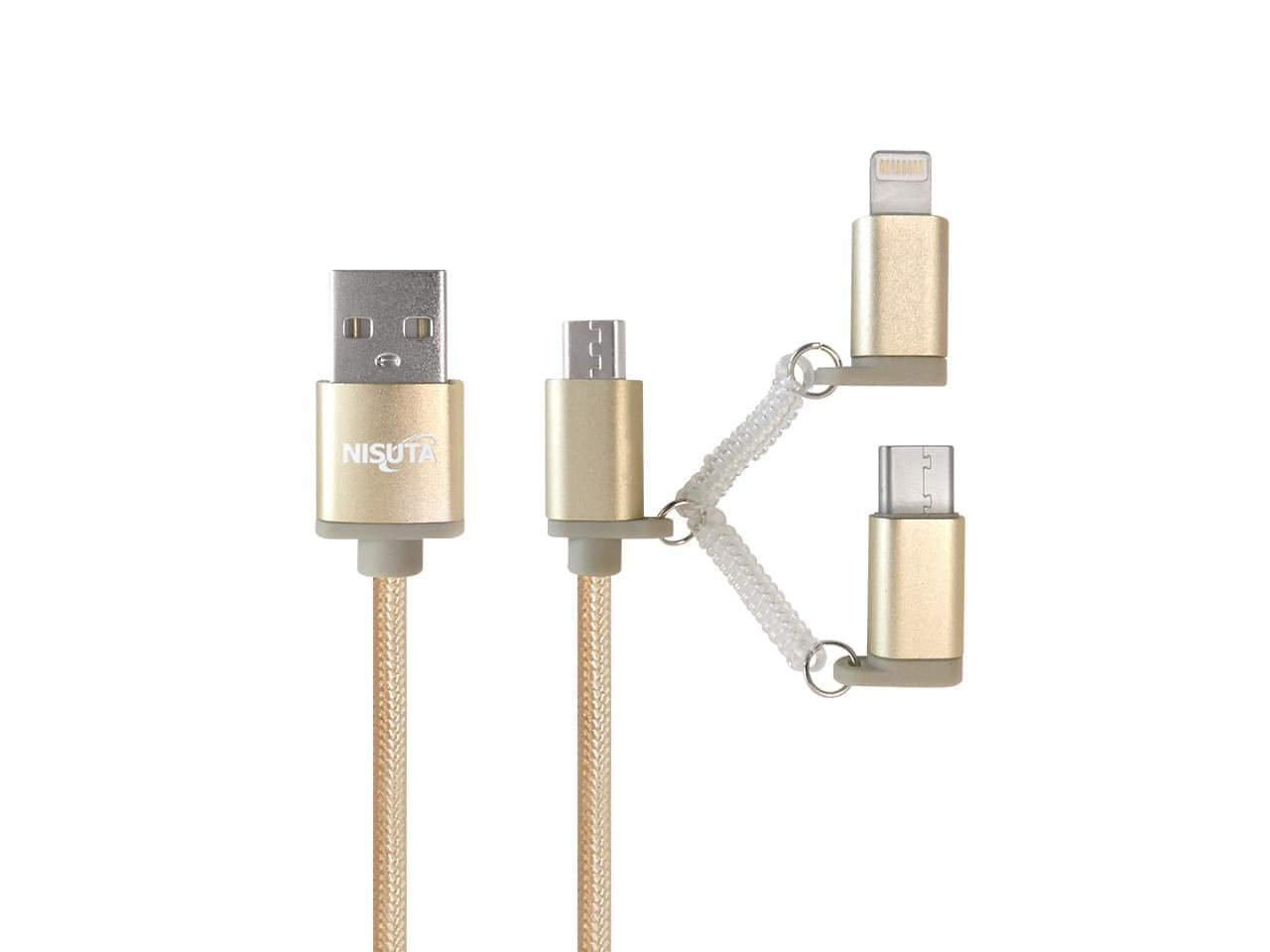 CABLE USB 2.0 3 EN 1 A MICRO USB. USB C Y LIGTHING
